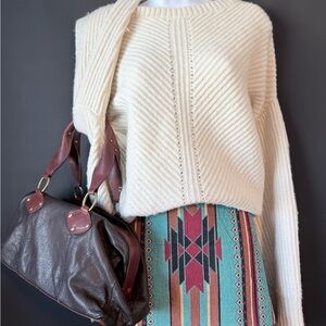 Sigrid Olsen doctors bag purse leather brown on brown.